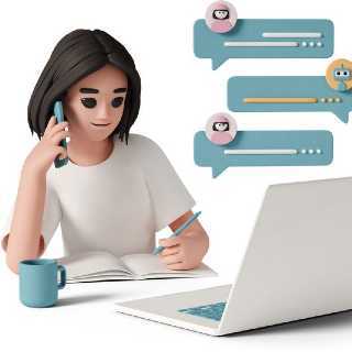 3D_woman_talking_with_chatbot_Illustration